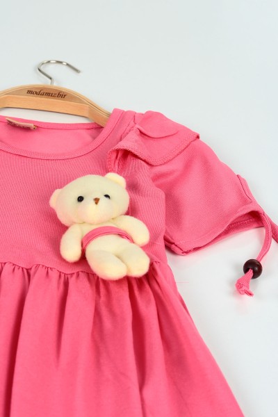 Pembe (3-7 yaş) Kolu Boncuklu Kız Çocuk Elbise 118619