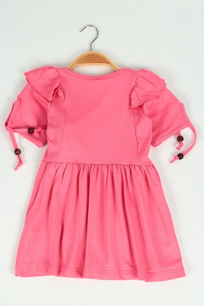 Pembe (3-7 yaş) Kolu Boncuklu Kız Çocuk Elbise 118619