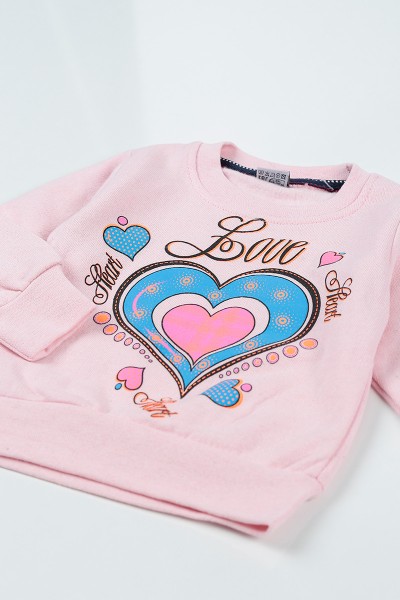 Pembe (3-7 Yaş) Love Baskılı Kız Çocuk Sweatshirt 92593