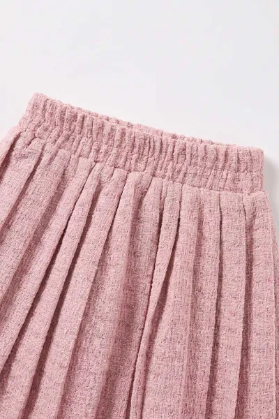 Pembe (3-7 Yaş) Müslin Gömlekli Yelekli Şanel Kız Çocuk Etekli Takım 500870