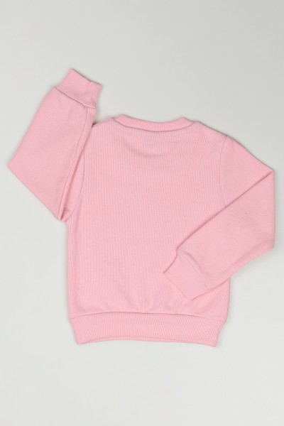 Pembe (3-7 Yaş) Yıldız Baskılı Kız Çocuk Sweatshirt 84764