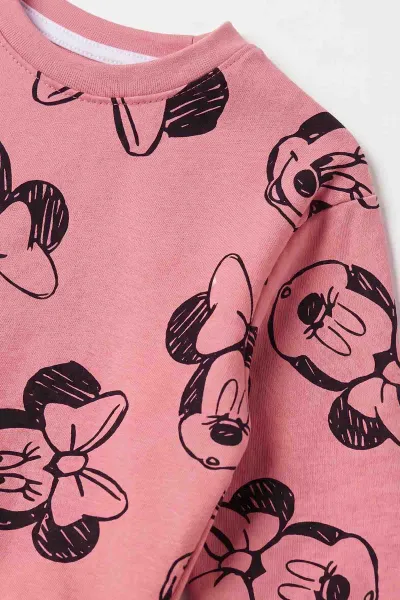 Pembe (3-8 Yaş) Karakter Baskılı 2 İp Sweatli Fitilii Taytlı Kız Çocuk Mevsimlik Takım 484922