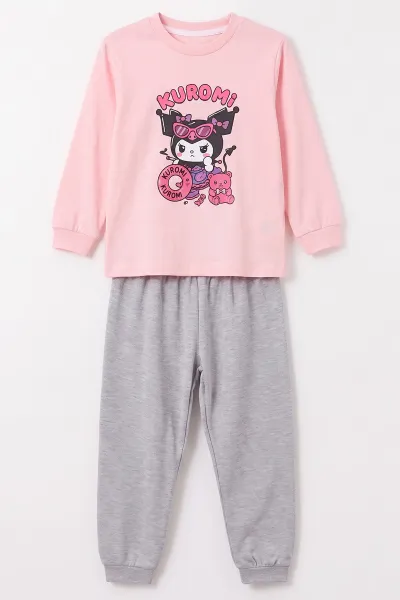 Pembe (3-8 Yaş) Karakter Baskılı İnterlok Kumaş Kız Çocuk Pijama Takım 491058