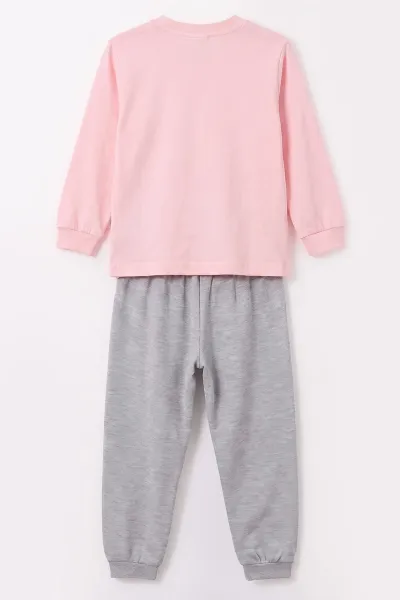 Pembe (3-8 Yaş) Karakter Baskılı İnterlok Kumaş Kız Çocuk Pijama Takım 491058