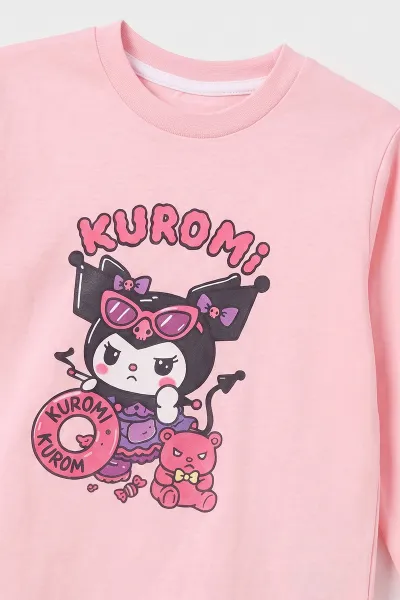 Pembe (3-8 Yaş) Karakter Baskılı İnterlok Kumaş Kız Çocuk Pijama Takım 491058
