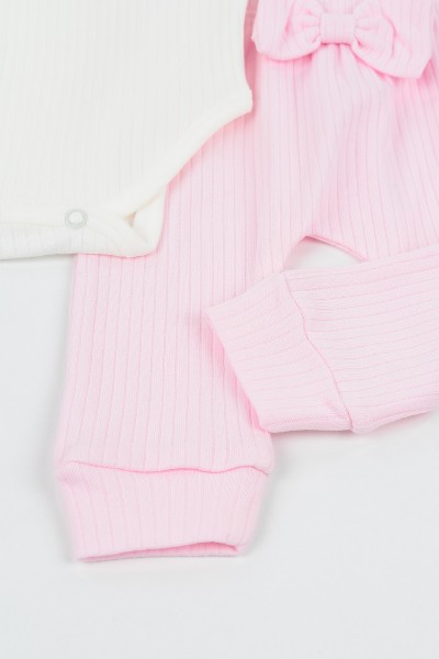 Pembe (3-9 Ay) Dantelli Fistolu Kız Çocuk Zıbın Takım 138759