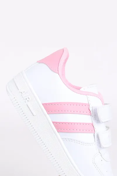 Pembe (30-35 Filet)Kalın Taban Delikli Cırtlı Şerit Çizgili Çocuk Spor Ayakkabı 347864