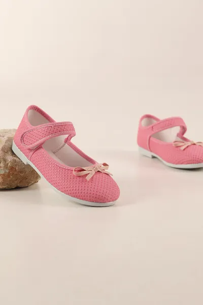 Pembe ( 30 - 35 ) Fiyonk Detaylı Cırtlı Kız Bebek Babet 440882