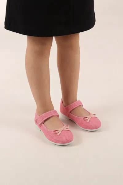 Pembe ( 30 - 35 ) Fiyonk Detaylı Cırtlı Kız Bebek Babet 440882