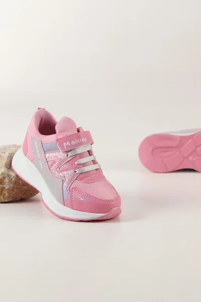 Pembe ( 31 - 35 ) Cırt Bantlı Bağcıklı Kız Çocuk Spor Ayakkabı 444547