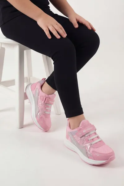 Pembe ( 31 - 35 ) Cırt Bantlı Bağcıklı Kız Çocuk Spor Ayakkabı 444547