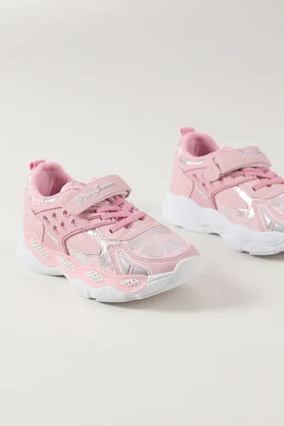 Pembe ( 31 - 35 ) Cırt Bantlı Bağcıklı Kız Çocuk Spor Ayakkabı 465354