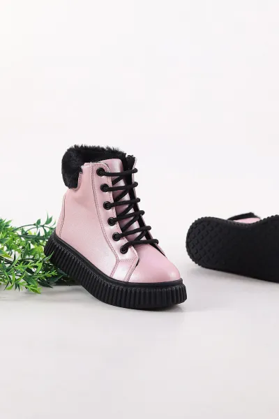 Pembe ( 31 - 35 ) İçi Kürklü Fermuarlı Bağcıklı Kız Çocuk Bot 409897