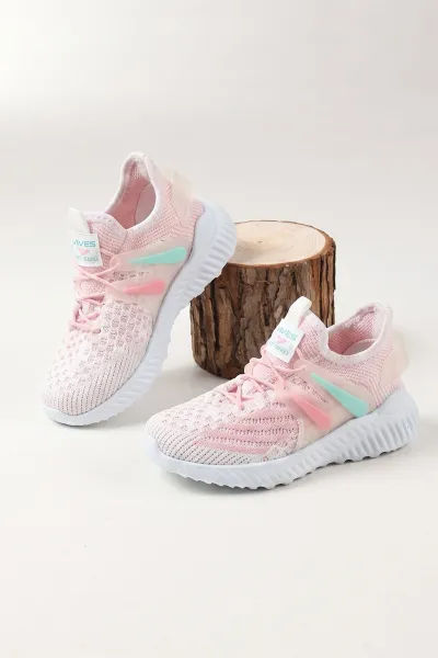 Pembe (31-35)Lastik Bağcıklı File  Çocuk Spor Ayakkabı 472042