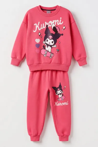 Pembe (4-10 Yaş) Karakter Baskılı 3 İp Şardonlu Kız Çocuk Kışlık Takım 500562
