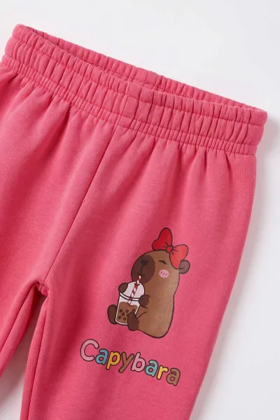 Pembe (4-10 Yaş) Karakter Baskılı 3 İp Şardonlu Kız Çocuk Kışlık Takım 500572