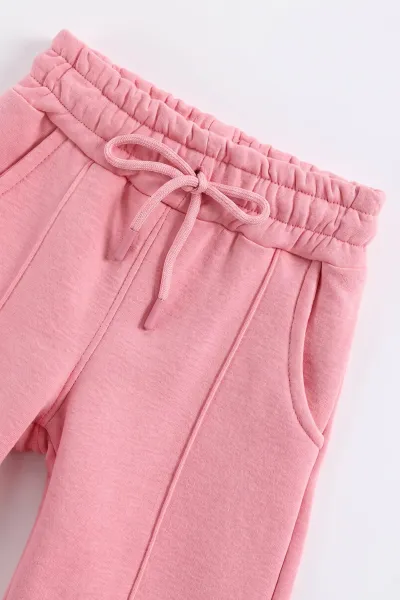 Pembe (4-11 Yaş) Yakası Kiraz Nakışlı 3 İp Şardonlu Kız Çocuk Kışlık Takım 483043