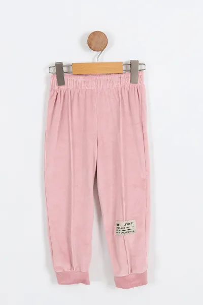 Pembe (4-11 Yaş)Kelebek Nakışlı Kadife Kız Çocuk Takım 308799