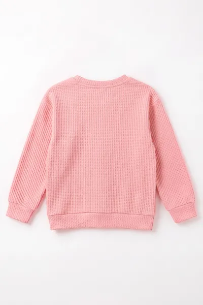 Pembe (4-12 Yaş) İncili Fiyonk Nakışlı Kız Çocuk Sweat 493740