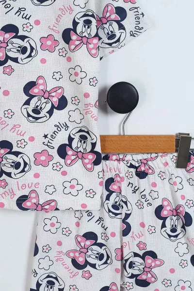 Pembe (4-12 Yaş) Karakter Desenli Kısa Kol ve Şortlu Yazlık Kız Çocuk Pijama Takım 341035
