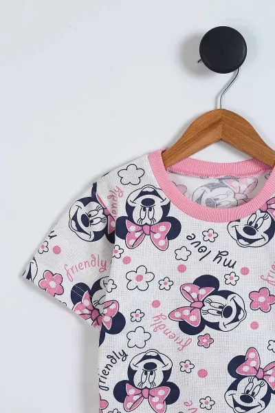 Pembe (4-12 Yaş) Karakter Desenli Kısa Kol ve Şortlu Yazlık Kız Çocuk Pijama Takım 341035