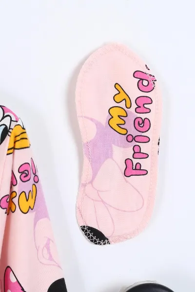 Pembe (4-12 Yaş) My Friends Baskılı Ön Düğmeli Göz Bandı Detaylı Kız Çocuk Pijama Takım 337937