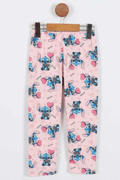 Pembe (4-12 Yaş) Uçan Kalp Baskılı Ön Düğmeli Göz Bandı Detaylı Kız Çocuk Pijama Takım 337936