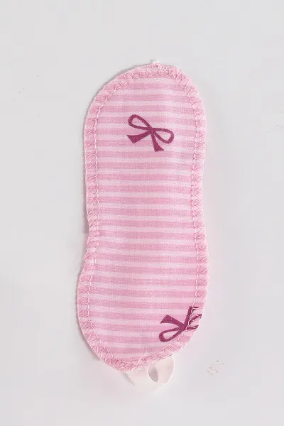 Pembe (4-12 Yaş)Fiyonk  Baskılı Kısa Kol Ön Düğmeli Göz Bandı Detaylı Kız Çocuk Pijama Takım 453258
