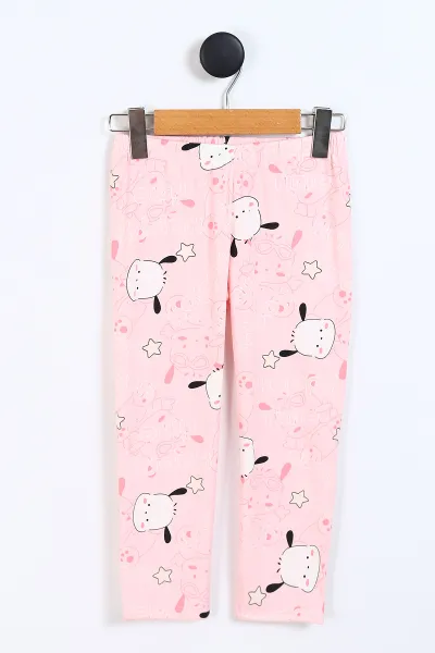 Pembe (4-12 Yaş)Happy Time Baskılı Ön Düğmeli Göz Bandı Detaylı Kız Çocuk Pijama Takım 337897