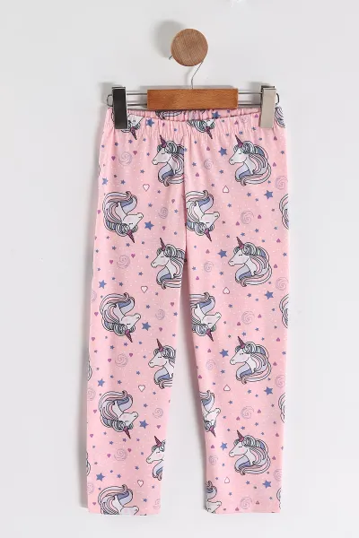 Pembe (4-12 Yaş)Karakter  Baskılı Kısa Kol Ön Düğmeli Göz Bandı Detaylı Kız Çocuk Pijama Takım 453237