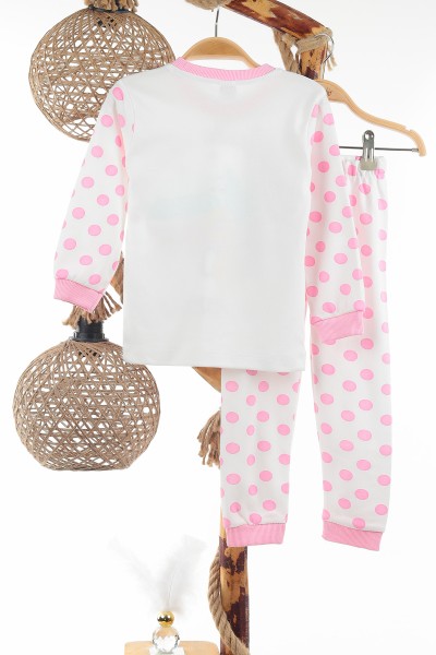 Pembe (4-6 Yaş) Ekru Puanlı Kız Çocuk Pijama Takımı 137312