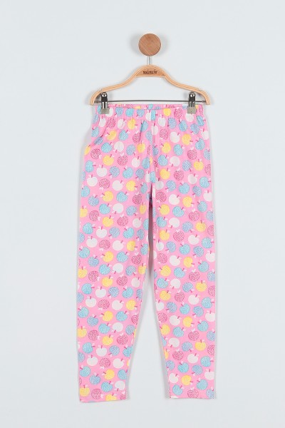 Pembe (4-6 Yaş) Elme Şekeri Baskılı Kız Çocuk Pijama takım 186843
