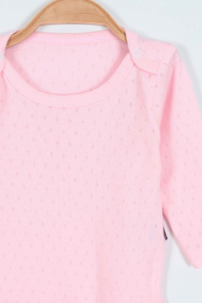 Pembe (4-6 Yaş) Jakarlı Uzun Kol Kız Çocuk Badi 207248