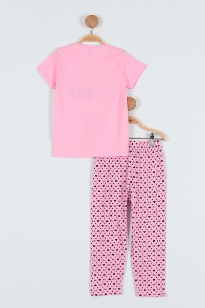 Pembe (4-6 Yaş) Love Baskılı Kız Çocuk Pijama takım 186837