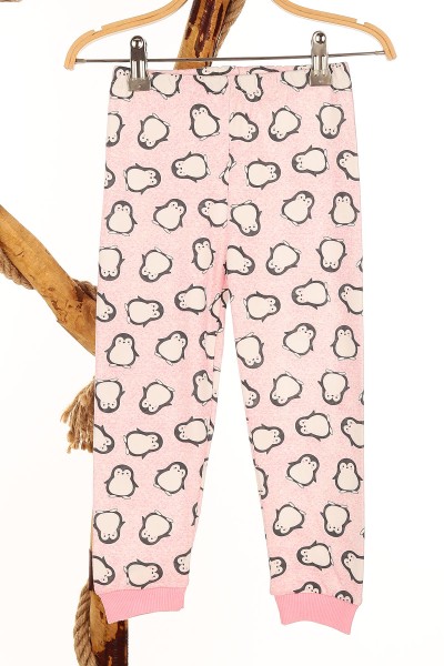 Pembe (4-6 Yaş) Mutlu Penguen Baskılı Kız Çocuk Pijama Takım 145171
