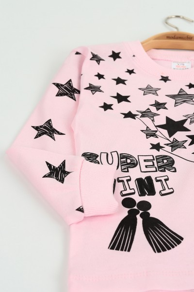 Pembe (4-6 yaş) Super Mini Baskılı Kız Çocuk Pijama Takımı 125576