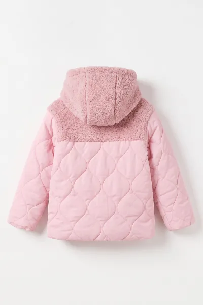 Pembe (4-8 Yaş) Kapütone Kapüşonlu Kuzu Kız Çocuk Mont 500184