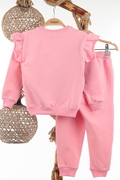 Pembe (4-8 Yaş) Puanlı Kurdele Baskılı İki İp Şardonlu Kız Çocuk Takım 137503