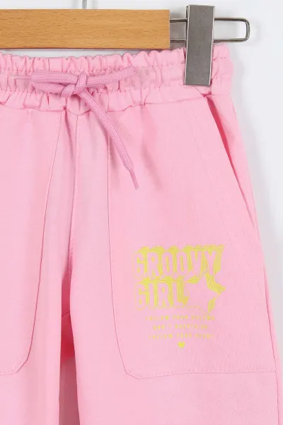 Pembe (4-8 Yaş)Paçası Ayarlanabilen Baskılı Kız Çocuk Alt 309016