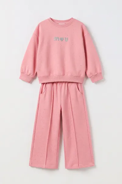 Pembe (5-10 Yaş) Sim Baskılı  Oysho Kumaş Kız Çocuk Takım 498490