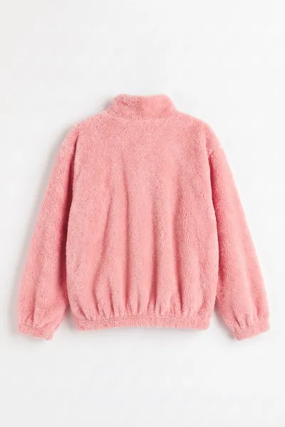 Pembe (5-11 Yaş) Cepli Peluş Kız Çocuk Hırka 498158