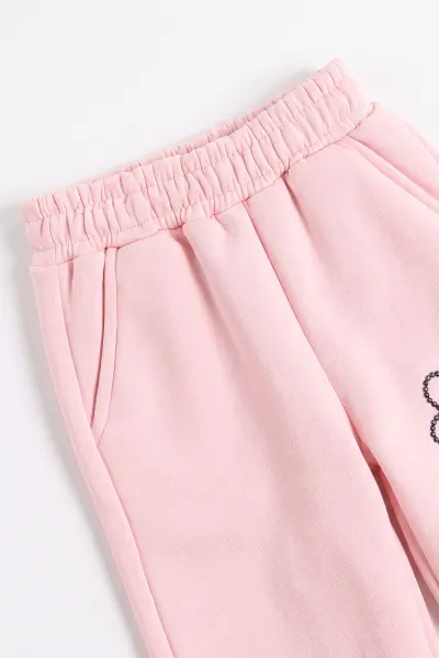 Pembe (5-12 Yaş) Love Baskılı Kol Şeritli  3 İp Şardonlu Kız Çocuk Kışlık Takım 499719