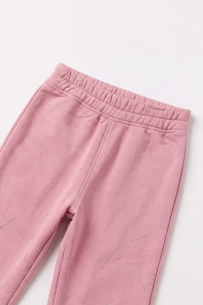Pembe (5-12 Yaş) Şerit Taşlı   3 İp Şardonlu Kız Çocuk Kışlık Takım 478611