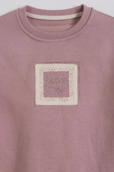 Pembe (5-12 Yaş)  Taşlı Love  Nakışlı  3 İp Şardonlu Kız Çocuk Kışlık Takım 482961