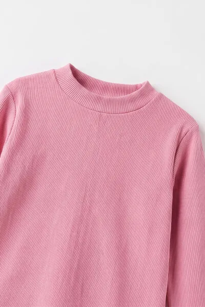 Pembe (5-12 Yaş) Yarım Balıkçı Yaka Kaşkorse  Çocuk Body Sweatshirt 495424