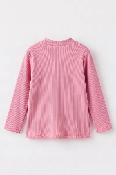 Pembe (5-12 Yaş) Yarım Balıkçı Yaka Kaşkorse  Çocuk Body Sweatshirt 495424