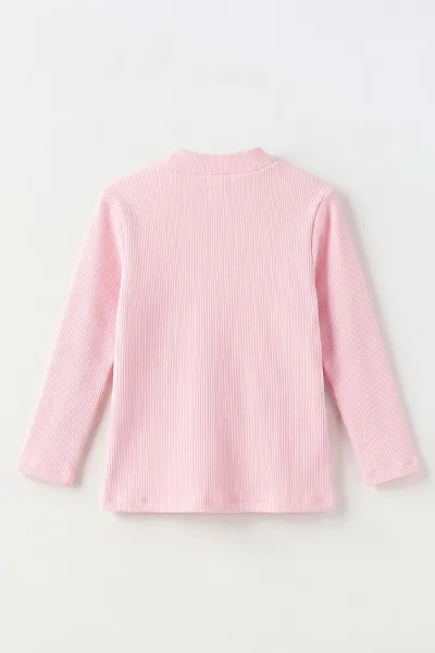 Pembe (5-12 Yaş) Yarım Balıkçı Yaka Kaşkorse Kız Çocuk Body Sweatshirt 493047