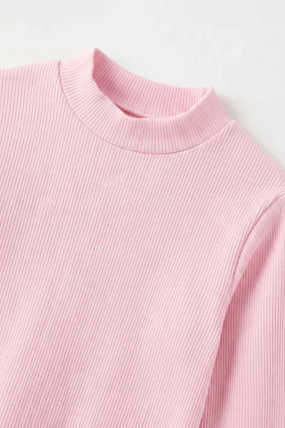 Pembe (5-12 Yaş) Yarım Balıkçı Yaka Kaşkorse Kız Çocuk Body Sweatshirt 493047