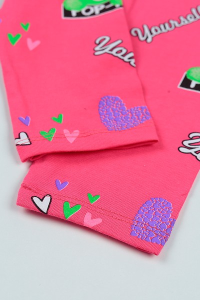 Pembe (5-8 yaş) Ayıcık Baskılı Kız Çocuk Tayt 105381