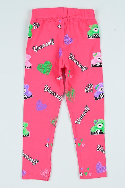 Pembe (5-8 yaş) Ayıcık Baskılı Kız Çocuk Tayt 105381